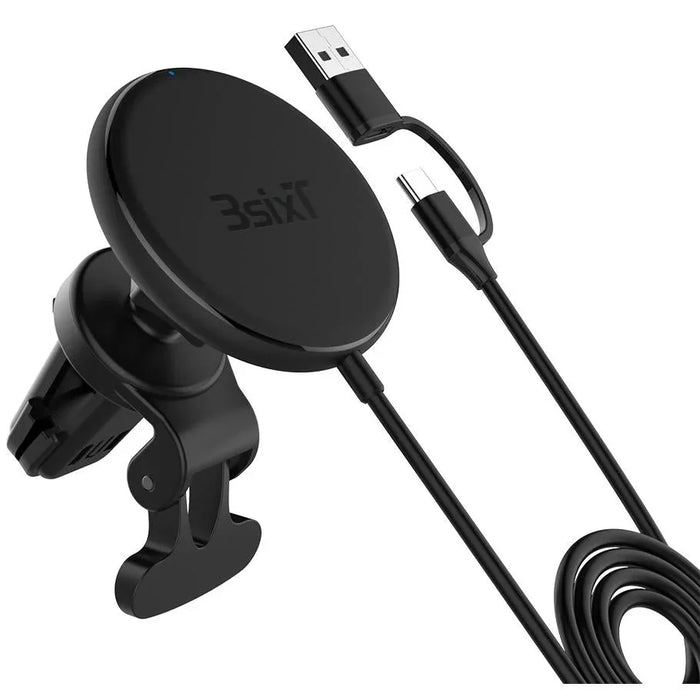 3sixT Magnetic Qi Wireless Charging Car Vent Mount 15W w Charger - Black - LX2001 - Homewares, Outdoor, Phone Accessories, Cases, Speakers, Headphones + More -