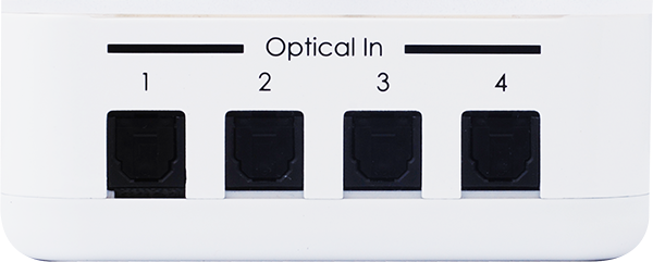 CYP 4 in 1 out TosLink Audio Switcher. 4x TosLink inputs, 1x TosLink output. Opt