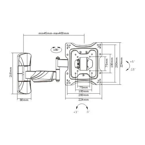 BRATECK 23"-42" Full Motion TV Wall Bracket. Tilt and Swivel. Supports VESA 75x7 - LX2001 - Homewares, Outdoor, Phone Accessories, Cases, Speakers, Headphones + More -