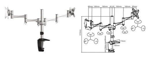 BRATECK 13"-27" Dual Monitor Desk Mount. Max Load: 8kg per Arm. Extend,Tilt and - LX2001 - Homewares, Outdoor, Phone Accessories, Cases, Speakers, Headphones + More -
