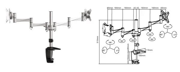 BRATECK 13"-27" Dual Monitor Desk Mount. Max Load: 8kg per Arm. Extend,Tilt and - LX2001 - Homewares, Outdoor, Phone Accessories, Cases, Speakers, Headphones + More -