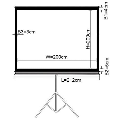 BRATECK 112'' Projector Screen, with Tripod. 1:1 Aspect ratio. 2m x 2m (WxH).