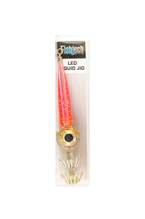 Fishtech LED Squid Jig - Red Fishing
