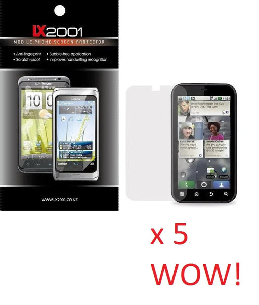 5 x Motorola Defy Screen Protector Film / Guard - LX2001 - Homewares, Outdoor, Phone Accessories, Cases, Speakers, Headphones + More -