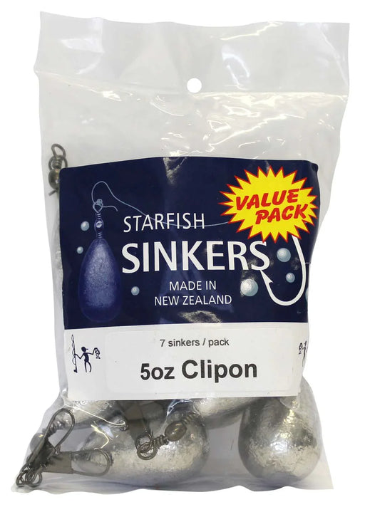 Starfish Clipon Sinker Value Pack 5oz (7 per pack) - LX2001 - Homewares, Outdoor, Phone Accessories, Cases, Speakers, Headphones + More -