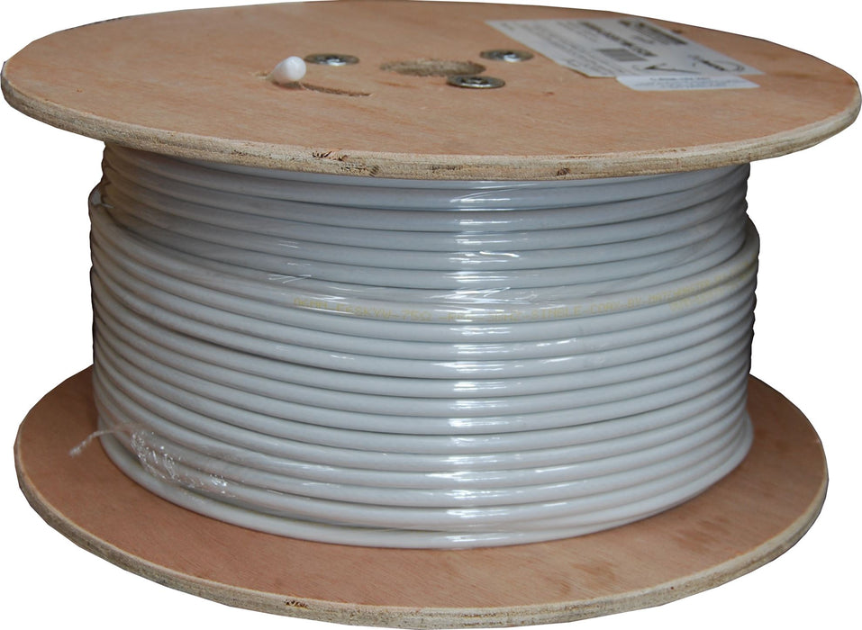 152m Roll RG6 Shielded Cable. White 75ohm. 18AWG solid core. core. Foil and brai