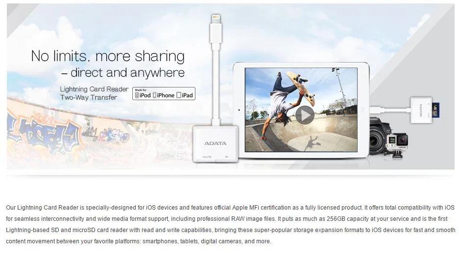 ADATA Lightning Card Reader AMFICRWH - LX2001 - Homewares, Outdoor, Phone Accessories, Cases, Speakers, Headphones + More -