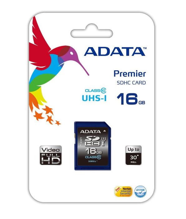 ADATA SDHC 16GB CLASS 10 UHS-1 SD Card ASDH16GUICL10-R
