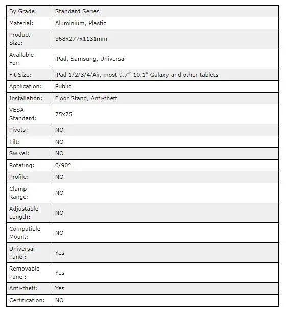 BRATECK Universal Anti-Theft Tablet Floor Stand PAD15-01 - LX2001 - Homewares, Outdoor, Phone Accessories, Cases, Speakers, Headphones + More -