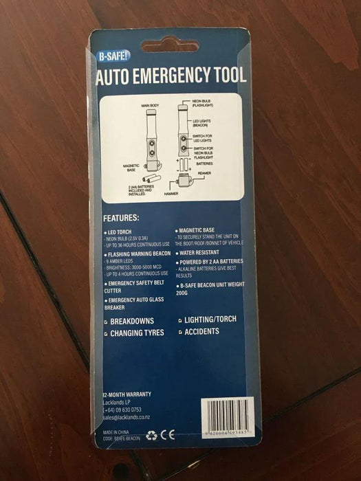 BSAFE Car Emergency LED Torch Light Beacon Seat belt Glass Cutter - LX2001 - Homewares, Outdoor, Phone Accessories, Cases, Speakers, Headphones + More -