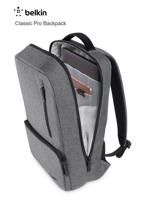 Belkin 15.6" Classic Pro Backpack Case Sleeve - Grey / Gray F8N900BTBLK - LX2001 - Homewares, Outdoor, Phone Accessories, Cases, Speakers, Headphones + More -