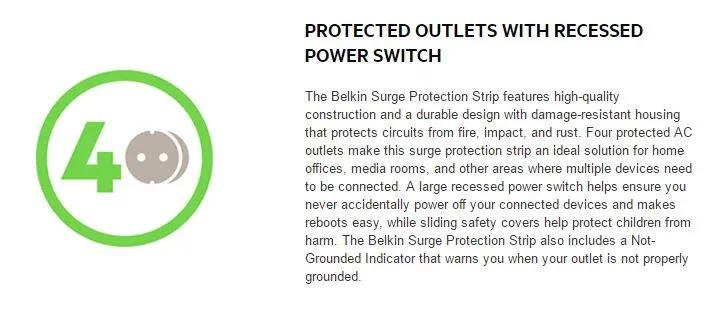 Belkin 4 Outlet 2M Cord w/ 2 USB Ports Power Plug BSV401AU2M - LX2001 - Homewares, Outdoor, Phone Accessories, Cases, Speakers, Headphones + More -