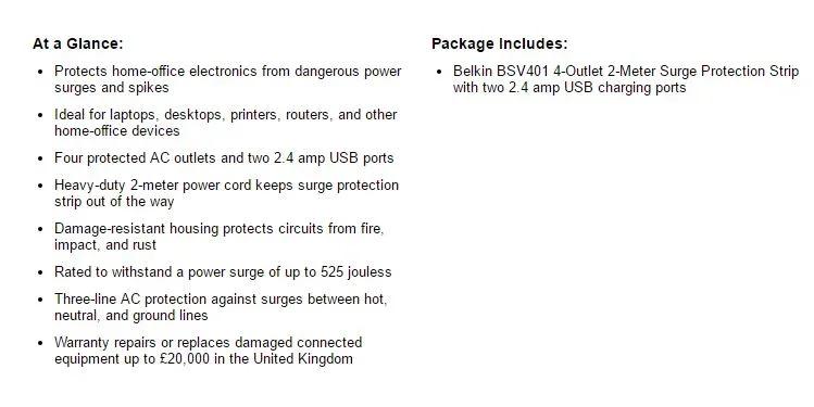Belkin 4 Outlet 2M Cord w/ 2 USB Ports Power Plug BSV401AU2M - LX2001 - Homewares, Outdoor, Phone Accessories, Cases, Speakers, Headphones + More -