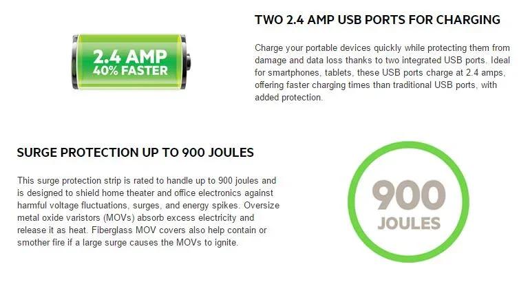 Belkin 8 Outlet 2M Cord w/ 2 USB Ports Power Plug BSV804AU2M - LX2001 - Homewares, Outdoor, Phone Accessories, Cases, Speakers, Headphones + More -