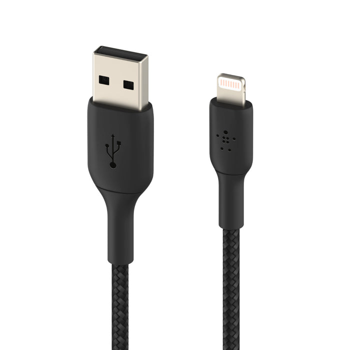 Belkin BOOST CHARGE Braided Lightning to USB-A Cable (1m / 3.3ft, Black)