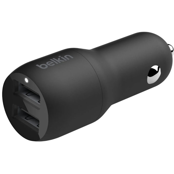 Belkin BoostCharge Dual USB-A Car Charger 24W + Lightning to USB-A Cable CCD001BT1MBK 745883790449 - LX2001 - Homewares, Outdoor, Phone Accessories, Cases, Speakers, Headphones + More -