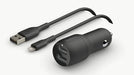 Belkin BoostCharge Dual USB-A Car Charger 24W + Lightning to USB-A Cable CCD001BT1MBK 745883790449 - LX2001 - Homewares, Outdoor, Phone Accessories, Cases, Speakers, Headphones + More -