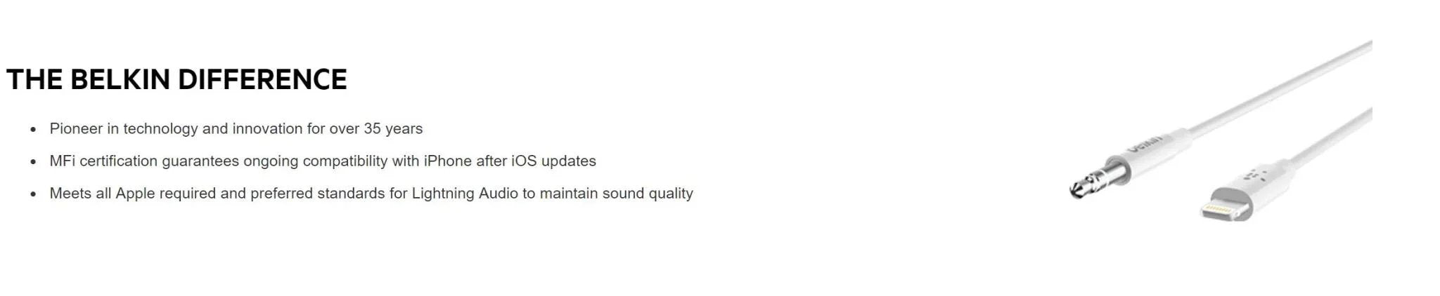 Belkin Lightning to 3.5mm Audio Cable 90cm - White AV10172BT03-WHT - LX2001 - Homewares, Outdoor, Phone Accessories, Cases, Speakers, Headphones + More -
