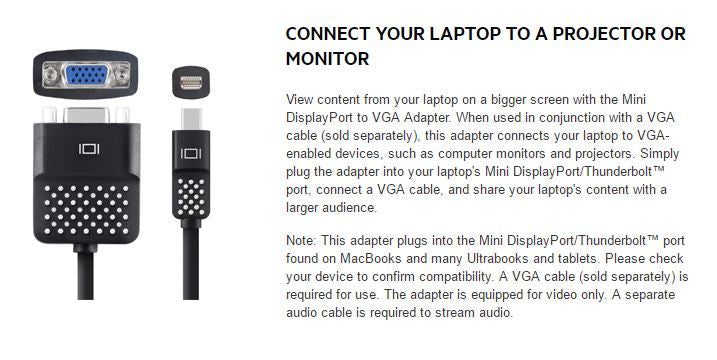 Belkin Mini DisplayPort to VGA Adapter F2CD028bt Misc 1