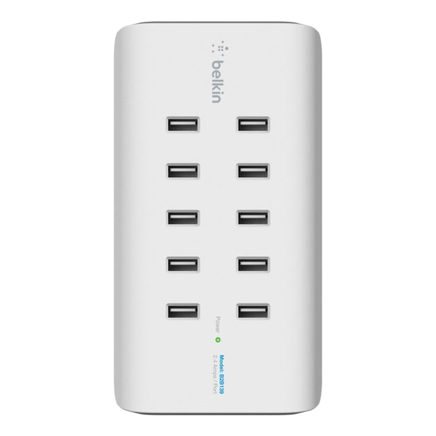 Belkin RockStar 10-Port USB Charging Station 5 V DC / 2.40 A Output - White B2B139AU - LX2001 - Homewares, Outdoor, Phone Accessories, Cases, Speakers, Headphones + More -