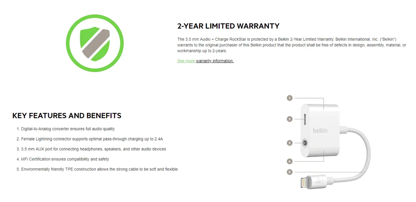 Belkin RockStar 3.5 mm Audio + Charge RockStar™ F8J212BTWHT - LX2001 - Homewares, Outdoor, Phone Accessories, Cases, Speakers, Headphones + More -