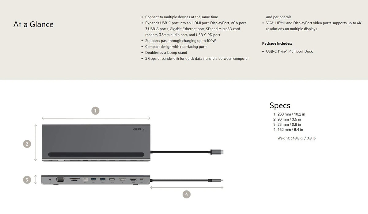 Belkin USB-C 11 in 1 Multiport Dock INC004BTSGY 745883819843 - LX2001 - Homewares, Outdoor, Phone Accessories, Cases, Speakers, Headphones + More -
