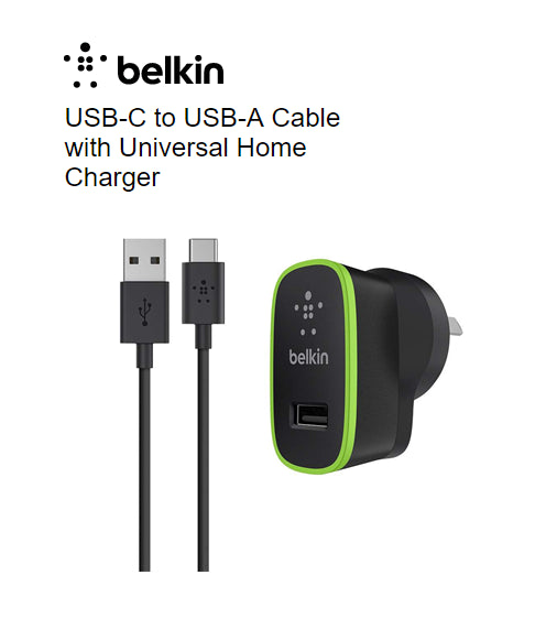 Belkin USB-C to USB-A Cable with Universal Home Charger (12W) F7U001au06-BLK 1