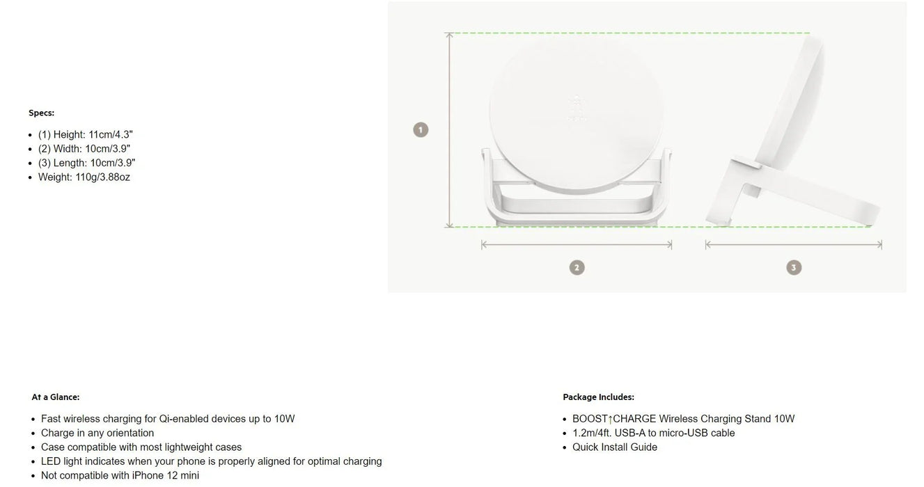 Belkin Wireless Charging Stand 10W - White - LX2001 - Homewares, Outdoor, Phone Accessories, Cases, Speakers, Headphones + More -
