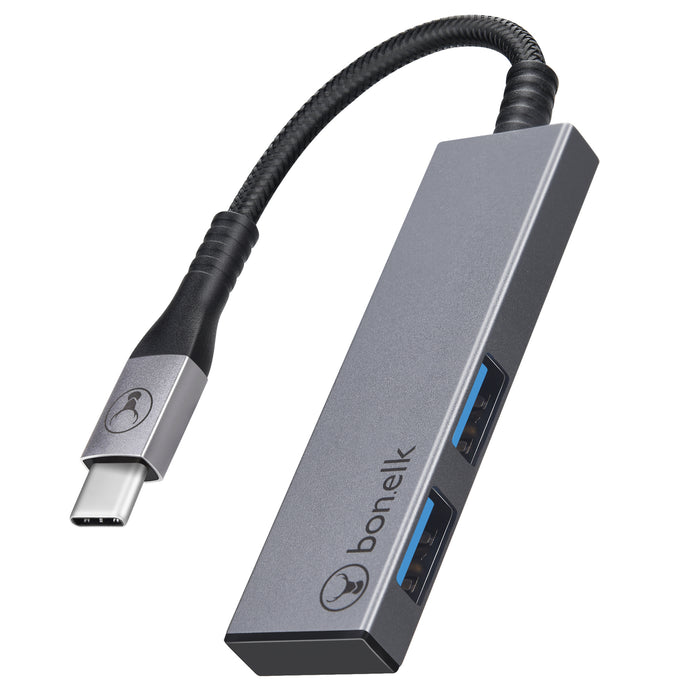 Bonelk Long-Life Series USB-C to 2 Port USB 3.0 Slim Hub - Space Grey ELK-80023-R 9352850003962