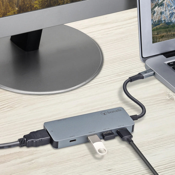 Bonelk Long-Life USB-C to 6-in-1 Multiport Hub - Space Grey ELK-80030-R 9352850004174 - LX2001 - Homewares, Outdoor, Phone Accessories, Cases, Speakers, Headphones + More -