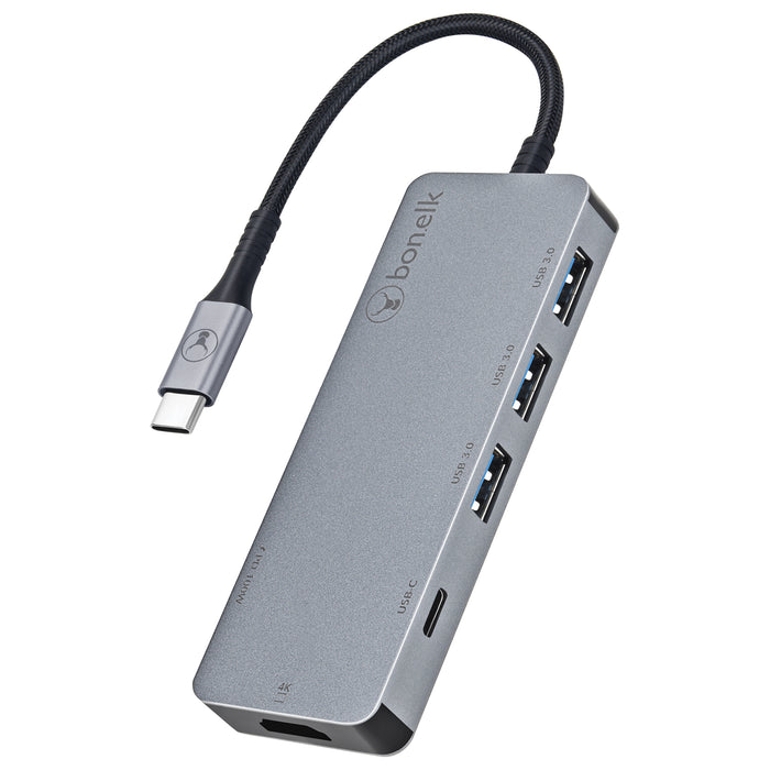Bonelk Long-Life USB-C to 6-in-1 Multiport Hub - Space Grey ELK-80030-R 9352850004174