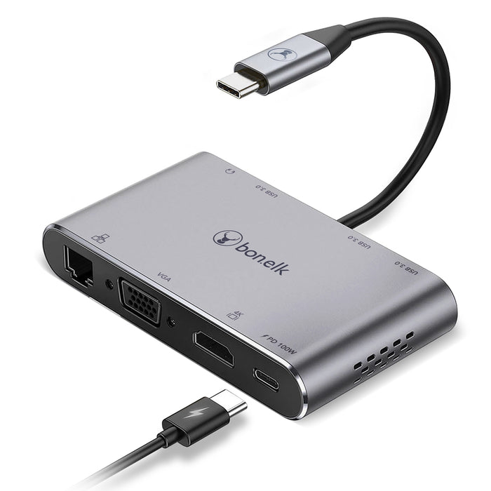 Bonelk USB-C 8 in 1 Multiport Hub - Space Grey ELK-80013-R