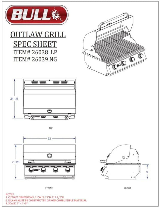 Bull Outlaw Grill Head - Stainless Steel 26038 - LX2001 - Homewares, Outdoor, Phone Accessories, Cases, Speakers, Headphones + More -