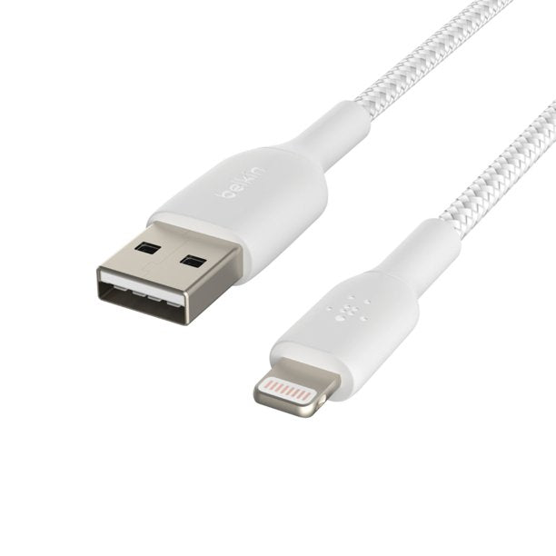 Belkin BOOST CHARGE Braided Lightning to USB-A Cable (1m / 3.3ft, White) - LX2001 - Homewares, Outdoor, Phone Accessories, Cases, Speakers, Headphones + More -