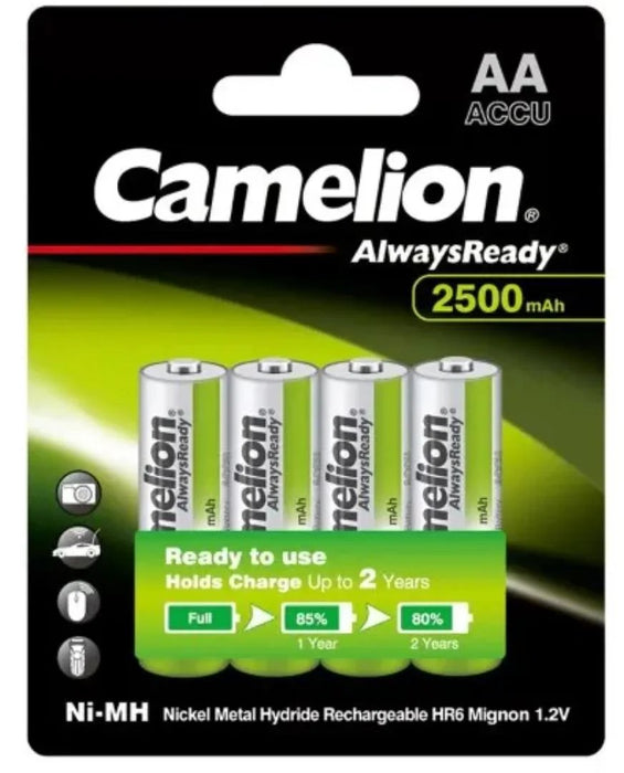 CAMELION AA 4PK 2500mah rechargeable batteries - LX2001 - Homewares, Outdoor, Phone Accessories, Cases, Speakers, Headphones + More -