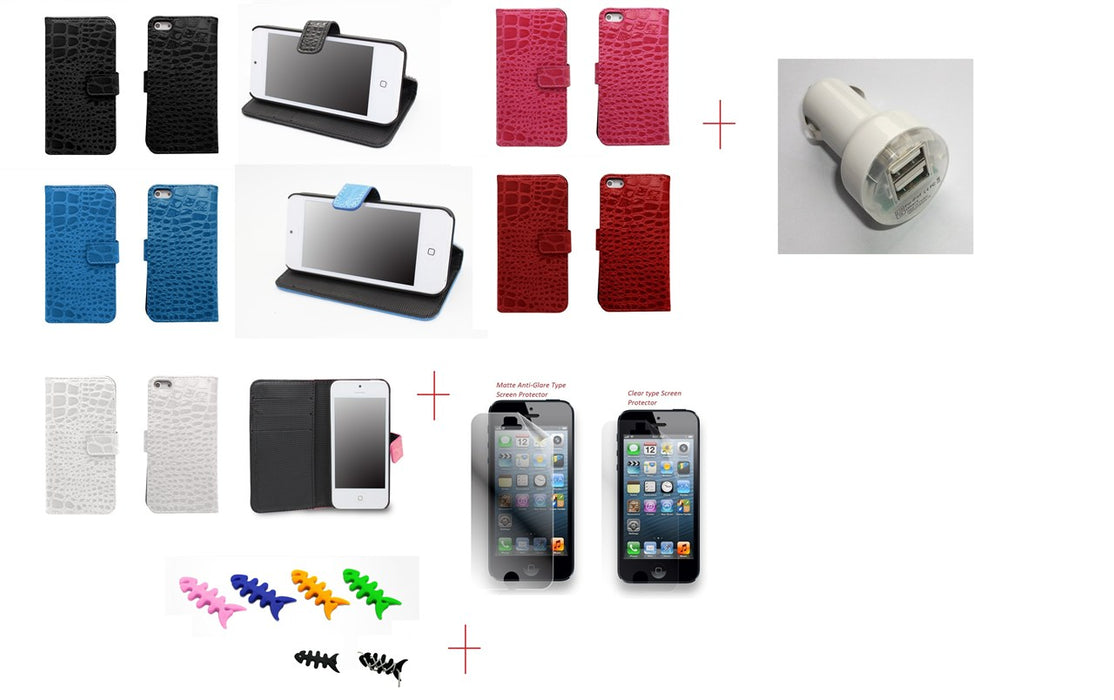 Iphone 5 Genuine Leather + SP + Car Charger