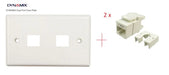DYNAMIX Dual Port Face Plate for 110 / Keystone Jacks / RJ45 / RJ-45 + 2 x Jack FP-110-DUAL + (2X) FP-C6-007 - LX2001 - Homewares, Outdoor, Phone Accessories, Cases, Speakers, Headphones + More -