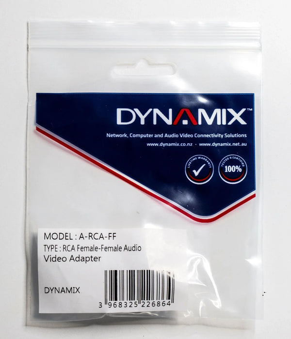 DYNAMIX RCA Female to Female Audio Video Adapter - LX2001 - Homewares, Outdoor, Phone Accessories, Cases, Speakers, Headphones + More -