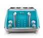 DeLonghi Icona Capitals 4 Slice Toaster - Azure Blue CTOC4003AZ - LX2001 - Homewares, Outdoor, Phone Accessories, Cases, Speakers, Headphones + More -