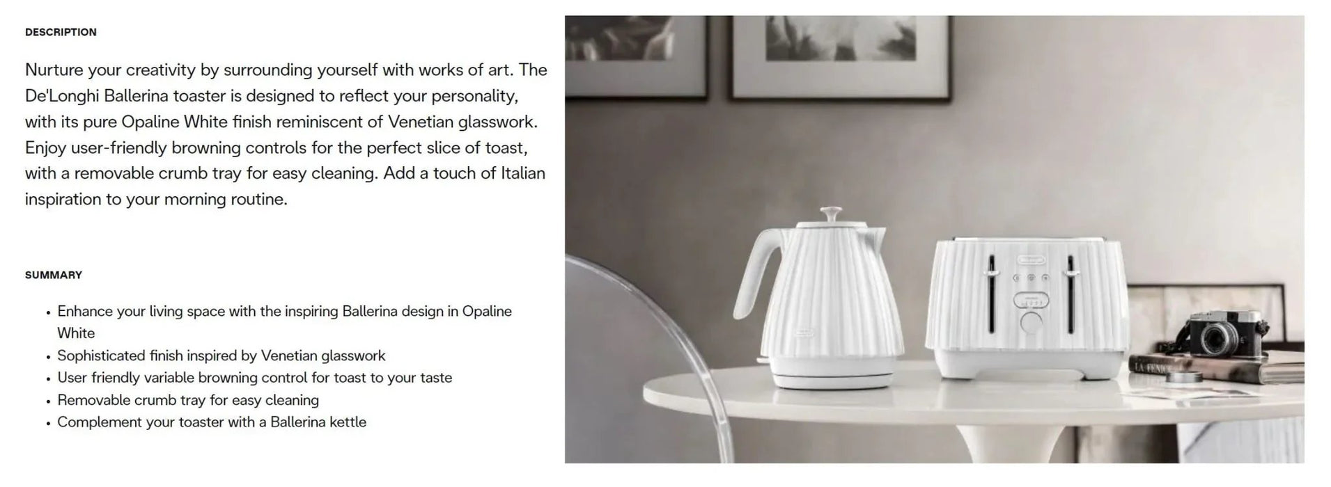 Delonghi Ballerina 4-Slice Toaster - Opaline White - LX2001 - Homewares, Outdoor, Phone Accessories, Cases, Speakers, Headphones + More -