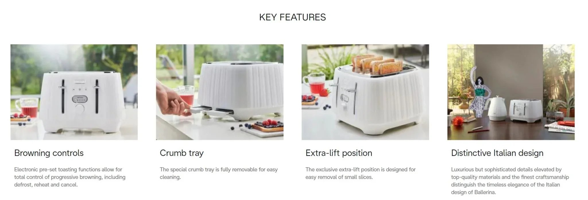 Delonghi Ballerina 4-Slice Toaster - Opaline White - LX2001 - Homewares, Outdoor, Phone Accessories, Cases, Speakers, Headphones + More -