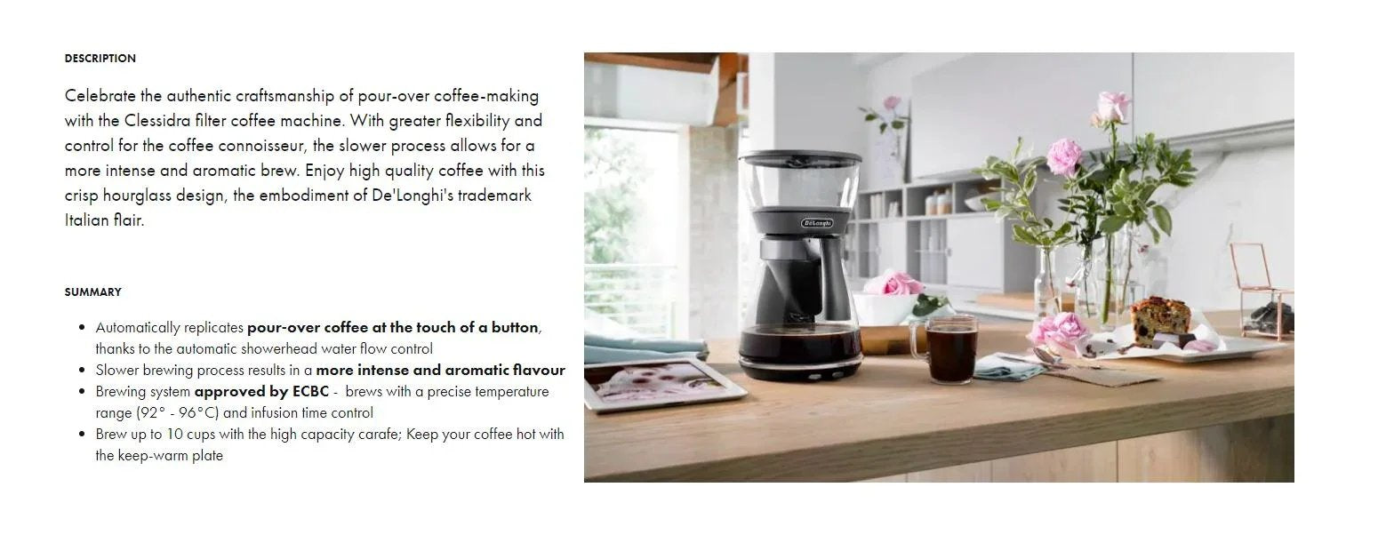 Delonghi Clessidra Automated Pour Over Coffee Machine ICM17210 8004399333253 - LX2001 - Homewares, Outdoor, Phone Accessories, Cases, Speakers, Headphones + More -