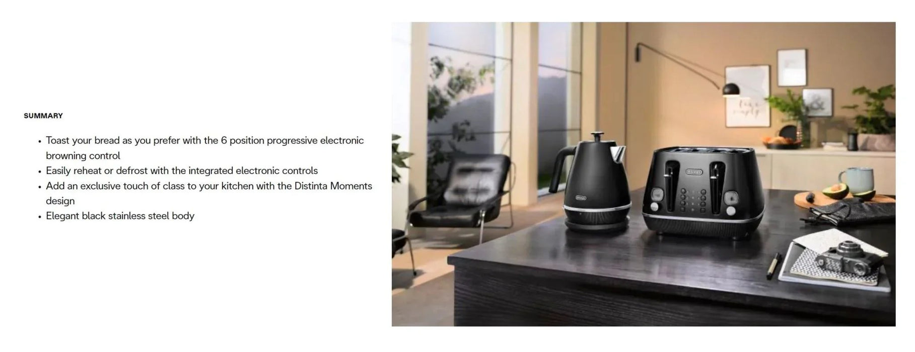 Delonghi Distinta Moments 4 Slice Toaster - Black - LX2001 - Homewares, Outdoor, Phone Accessories, Cases, Speakers, Headphones + More -