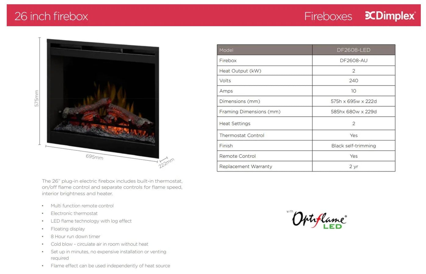 Dimplex Optiflame 26