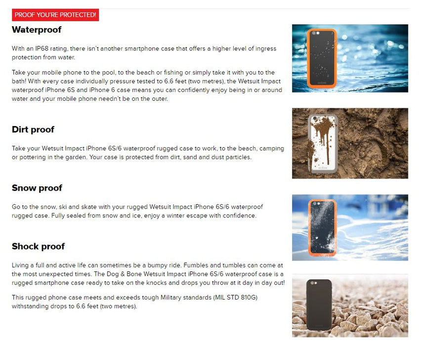 Apple iPhone 6S Dog & Bone Wetsuit Impact Waterproof Rugged Case WHITE DAB-IP6SW002