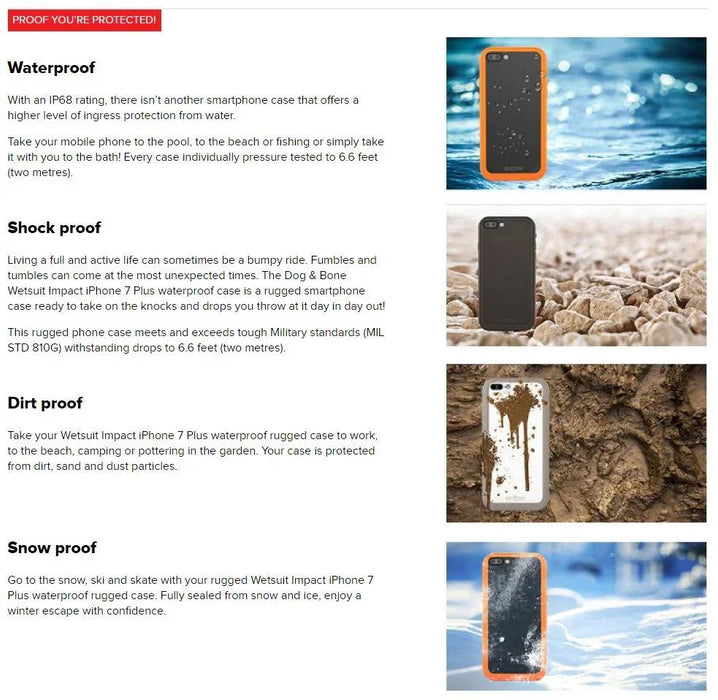 Apple iPhone 7 Plus Dog & Bone Wetsuit Impact Waterproof Rugged Case ORANGE DAB-IP7PW001 - LX2001 - Homewares, Outdoor, Phone Accessories, Cases, Speakers, Headphones + More -