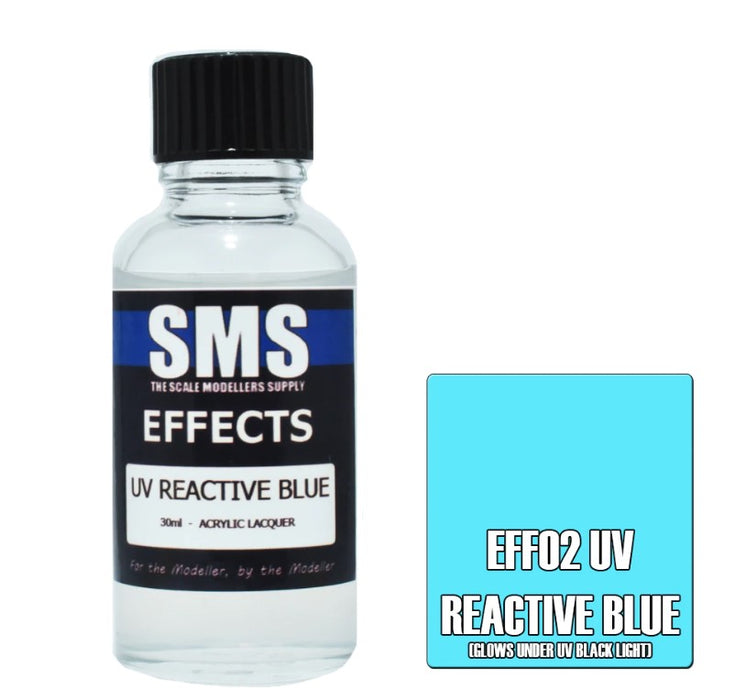Air Brush paint 30ML EFFECTS UV REACTIVE BLUE ACRYLIC lacquer