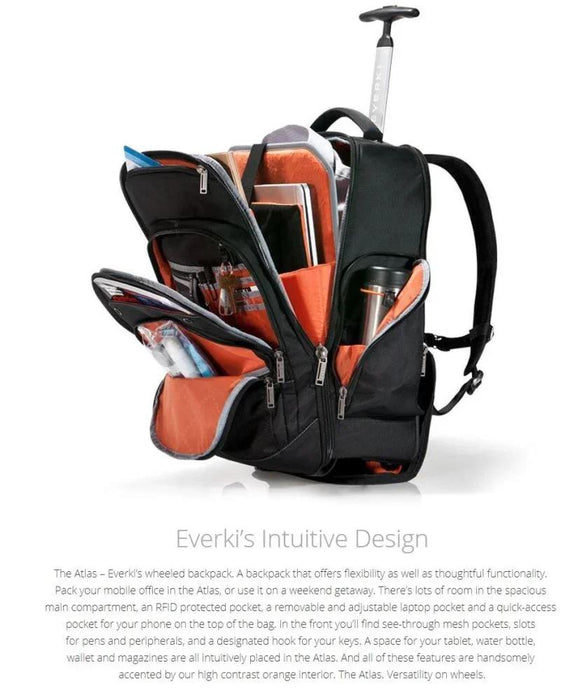 EVERKI Atlas Wheeled Roller Laptop Backpack w/ 13” to 17” Compartment Space EKP122 - LX2001 - Homewares, Outdoor, Phone Accessories, Cases, Speakers, Headphones + More -