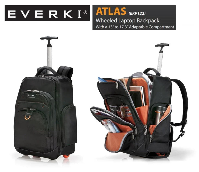 EVERKI Atlas Wheeled Roller Laptop Backpack w/ 13” to 17” Compartment Space EKP122 - LX2001 - Homewares, Outdoor, Phone Accessories, Cases, Speakers, Headphones + More -
