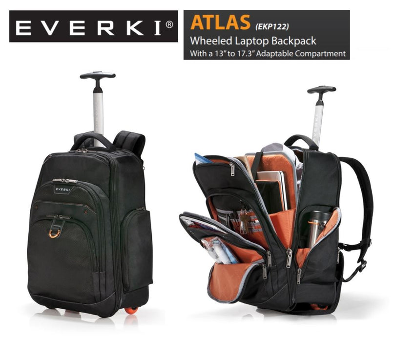 EVERKI Atlas Wheeled Roller Laptop Backpack w/ 13” to 17” Compartment Space EKP122
